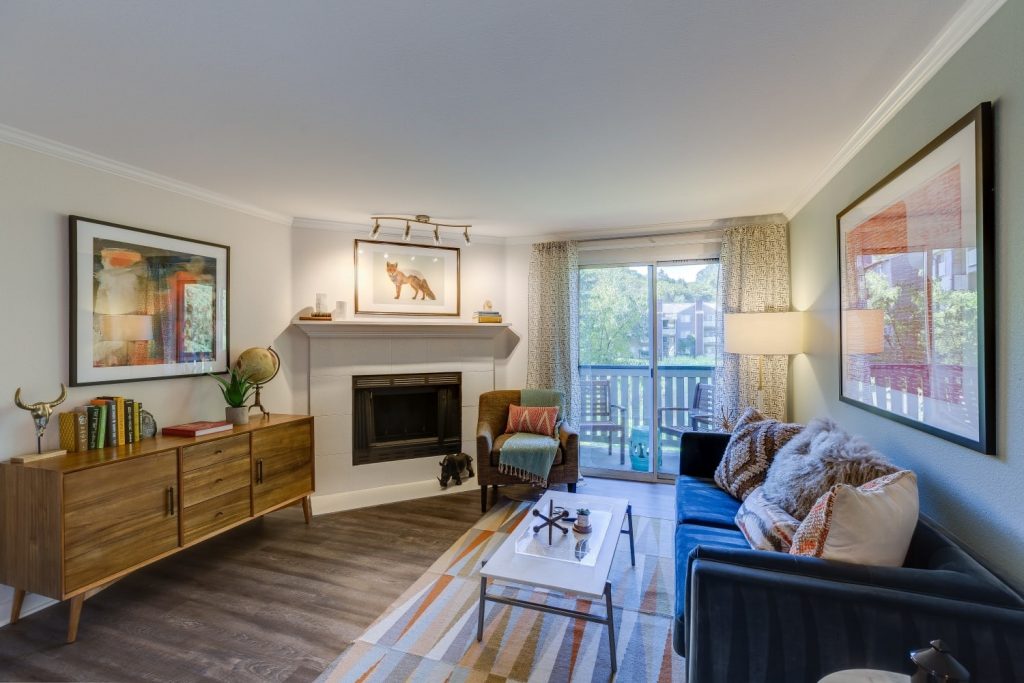 The Preserve at Forbes Creek in Kirkland, Washington, offers living rooms with fireplaces.